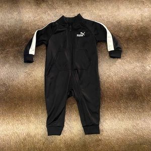 PUMA black long sleeve coverall for infant size 3-6 M - boy or girl one piece